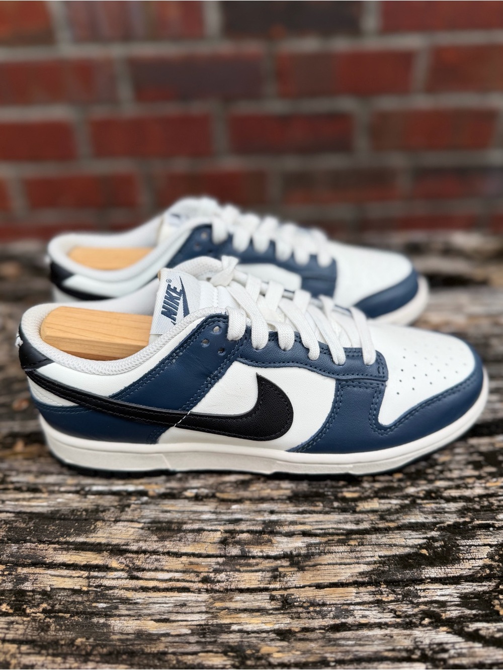 Nike Dunk Low 'Armory Navy Blue Black Sail' Women’s Sz 7 Leather Sneakers X3 - Picture 14 of 15